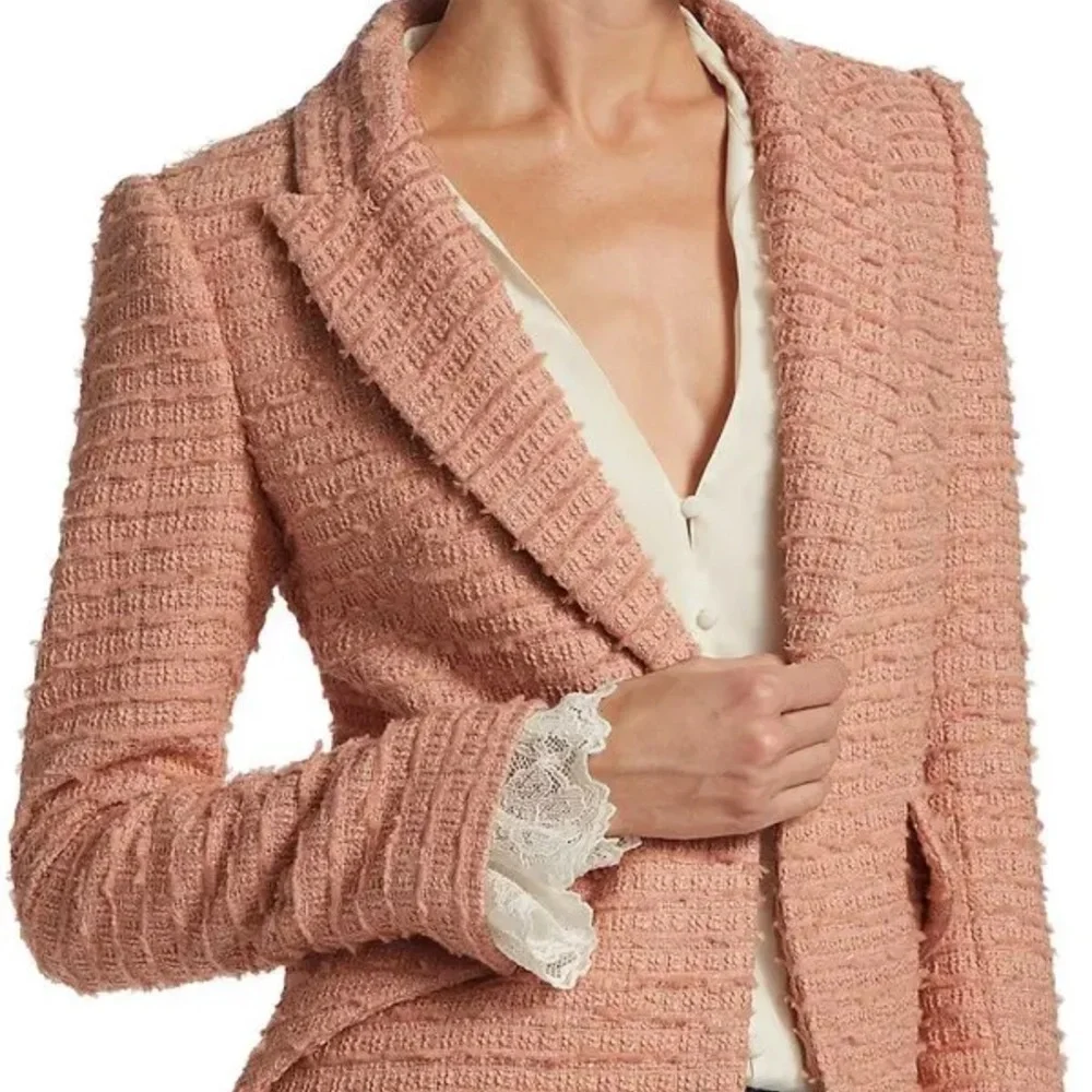 L'Agence Chamberlain Metallic Tweed Blazer Dusty Rose - Picture 5 of 11